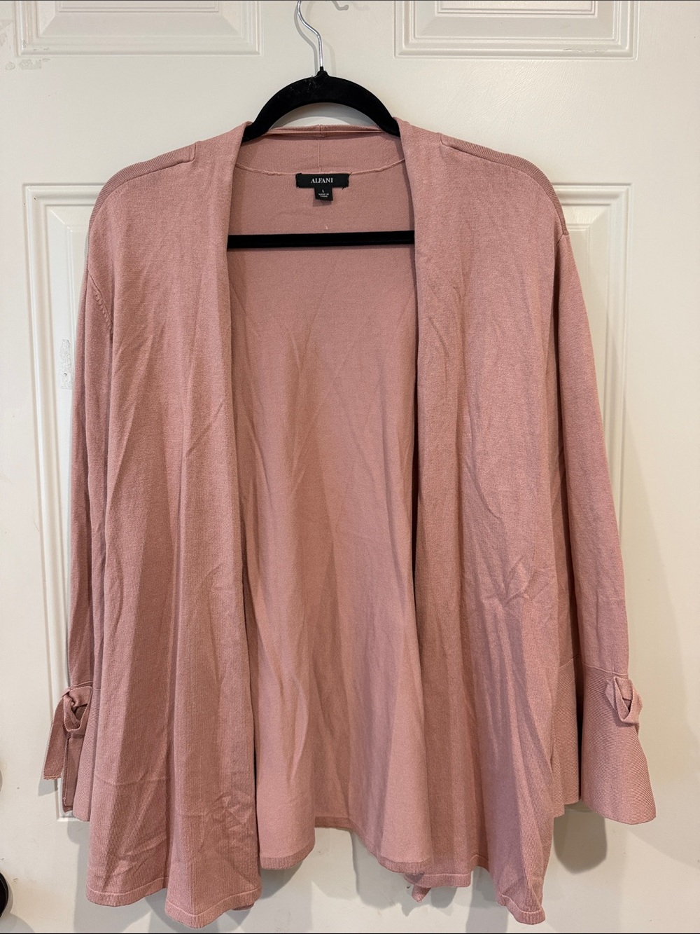 Alfani Dusty Rose Open-Front Tie-Cuff Cardigan